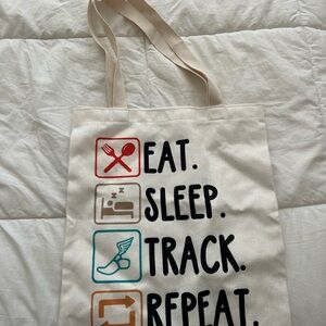 Canvas Tote Bag with Track Graphic